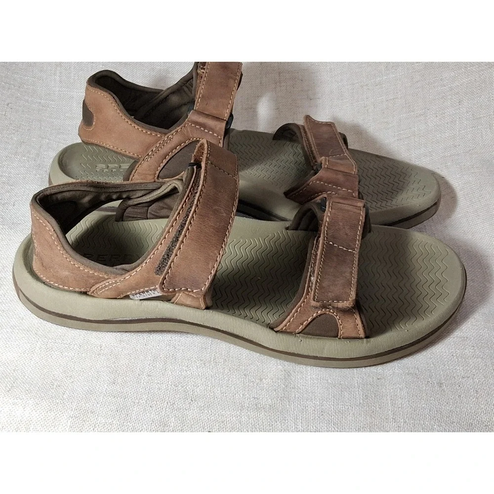 Sperry Top-Sider Mens Brown Leather Strappy Adjustable Sandals Size 9M